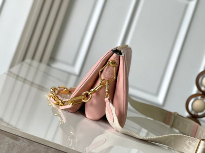 COUSSIN PM 26 IN JASMINE PINK MONOGRAM EMBOSSED LAMBSKIN