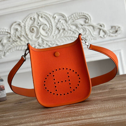 MINI NEO 17 EVELYNE BAG IN FIRE ORANGE CANVAS AND CALFSKIN
