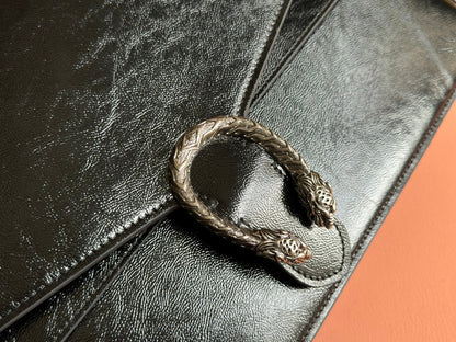 DIONYSUS LAGRE SHOULDER BAG 42 IN BLACK GG GLOSSY LAMBSKIN