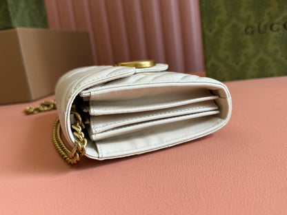 MARMONT SMALL SHOULDER BAG 20 IN WHITE LAMBSKIN GOLD HARDWARE