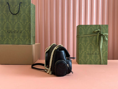 MARMONT SMALL MULTI-POCKET BAG 25 IN BLACK CALFSKIN GOLD HARDWARE