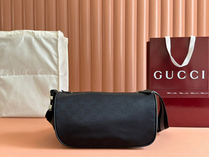 NYLON LINE BODY BAG 27 IN BLACK GG CANVAS
