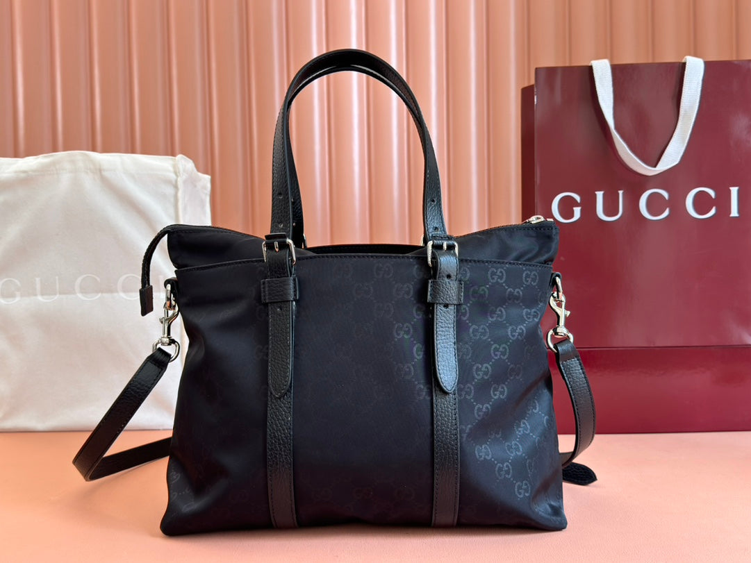 NYLON LINE TOTE BAG 34.5 IN BLACK GG CANVAS