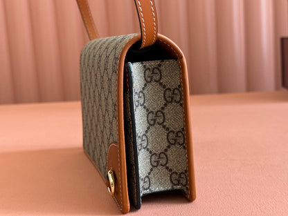 EMBLEM WALLET GG MONOGRAM 20 IN BEIGE AND DARK BROWN GG CALFSKIN