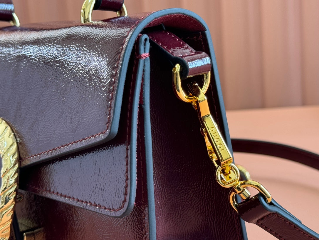 DIONYSUS MEDIUM SHOULDER BAG 22 IN ROSSO ANCORA RED GG GLOSSY LAMBSKIN