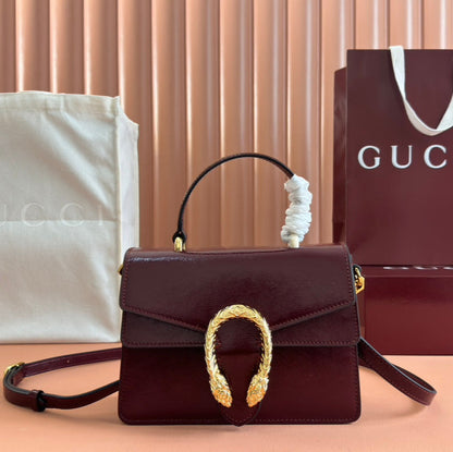 DIONYSUS MEDIUM SHOULDER BAG 22 IN ROSSO ANCORA RED GG GLOSSY LAMBSKIN