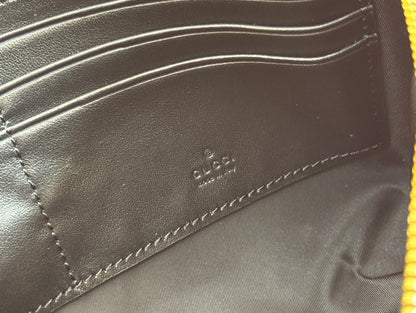 RUBBER EFFECT SMALL WALLET ON CHAIN 22.5 IN BEIGE AND DARK BROWN GG CALFSKIN