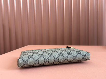 RUBBER EFFECT SMALL WALLET ON CHAIN 22.5 IN BEIGE AND DARK BROWN GG CALFSKIN