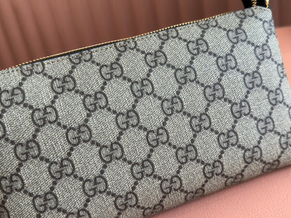 RUBBER EFFECT SMALL WALLET ON CHAIN 22.5 IN BEIGE AND DARK BROWN GG CALFSKIN