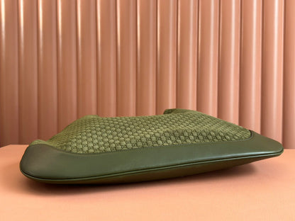 B LARGE SHOULDER BAG 49 IN ARMY GREEN GG EMBOSSED SUEDE