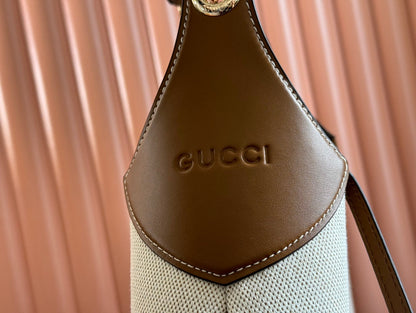 B LARGE SHOULDER BAG 49 IN NATURAL CANVAS AND BROWN CALFSKIN