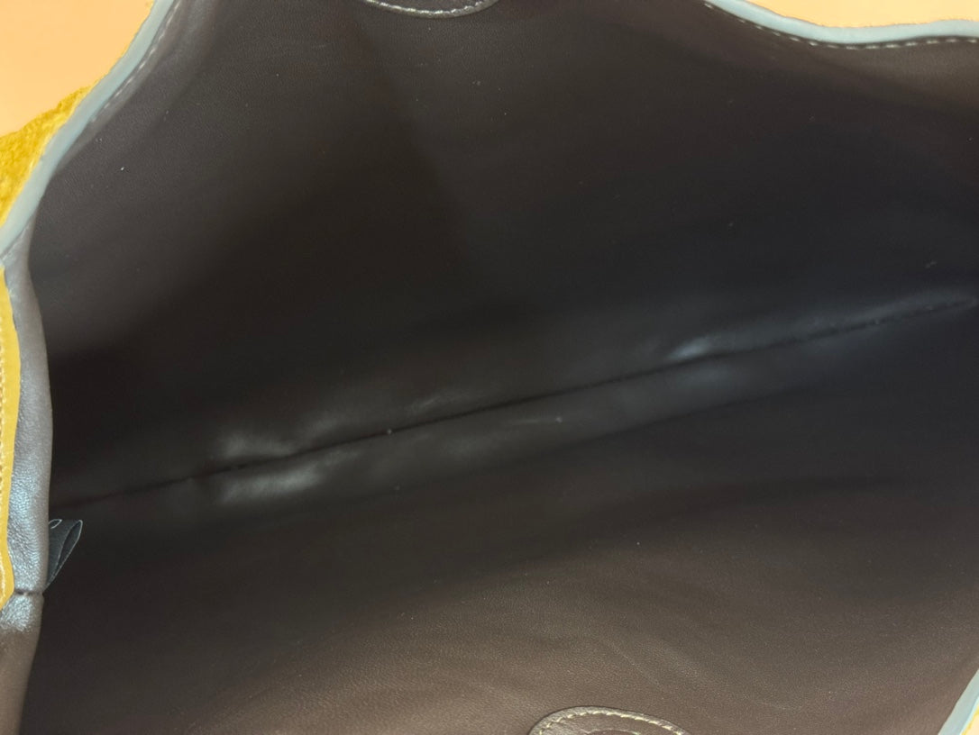 B LARGE SHOULDER BAG 49 IN SEAWEED GREEN GG EMBOSSED SUEDE