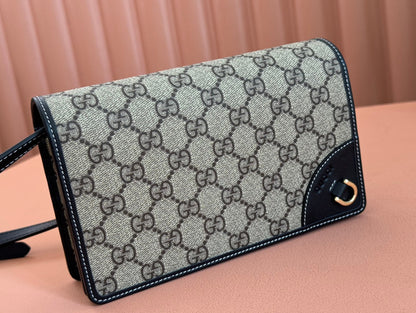 EMBLEM WALLET GG MONOGRAM 20 IN DARK BROWN AND BLACK CALFSKIN