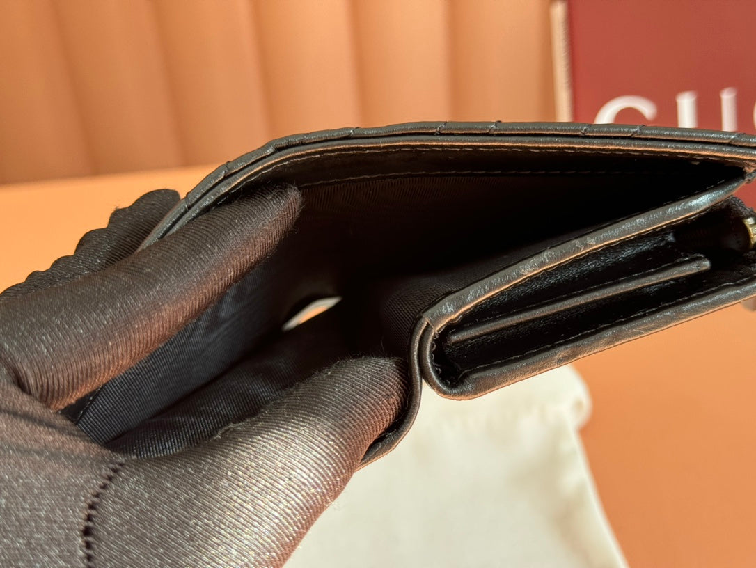 MEDIUM DOUBLE G WALLET 11.5 IN BLACK SMOOTH CALFSKIN