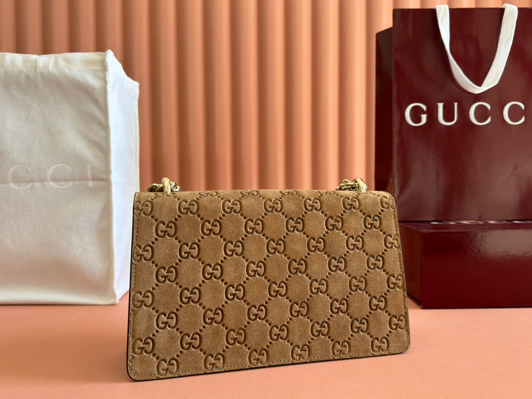 DIONYSUS LAGRE SHOULDER BAG 27.5 IN BROWN SUEDE