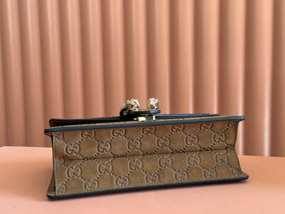 DIONYSUS LAGRE SHOULDER BAG 27.5 IN BROWN SUEDE