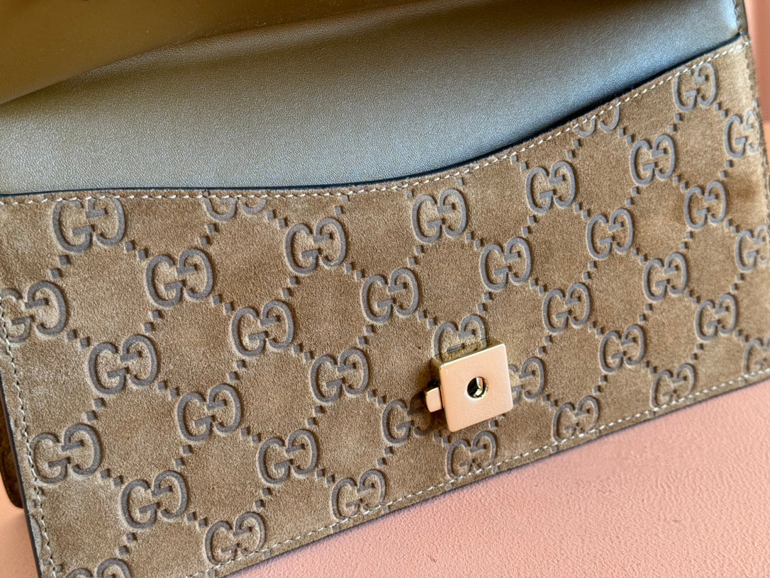 DIONYSUS LAGRE SHOULDER BAG 27.5 IN BROWN SUEDE