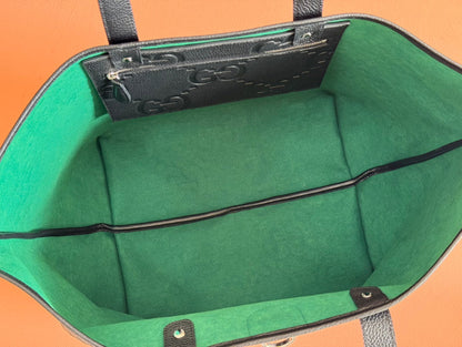 EMBLEM MEDIUM TOTE BAG 30 IN BLACK GG CALFSKIN