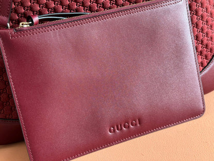 B LARGE SHOULDER BAG 49 IN ROSSO ANCORA RED GG EMBOSSED SUEDE