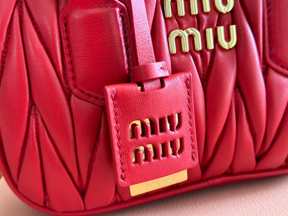 ARCADIE MATELASSÉ BAG 19 IN CERISE RED CALFSKIN GOLD HARDWARE