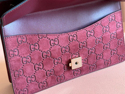 DIONYSUS MEDIUM SHOULDER BAG 27.5 IN ROSSO ANCORA RED GG SUEDE