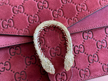 DIONYSUS MEDIUM SHOULDER BAG 27.5 IN ROSSO ANCORA RED GG SUEDE