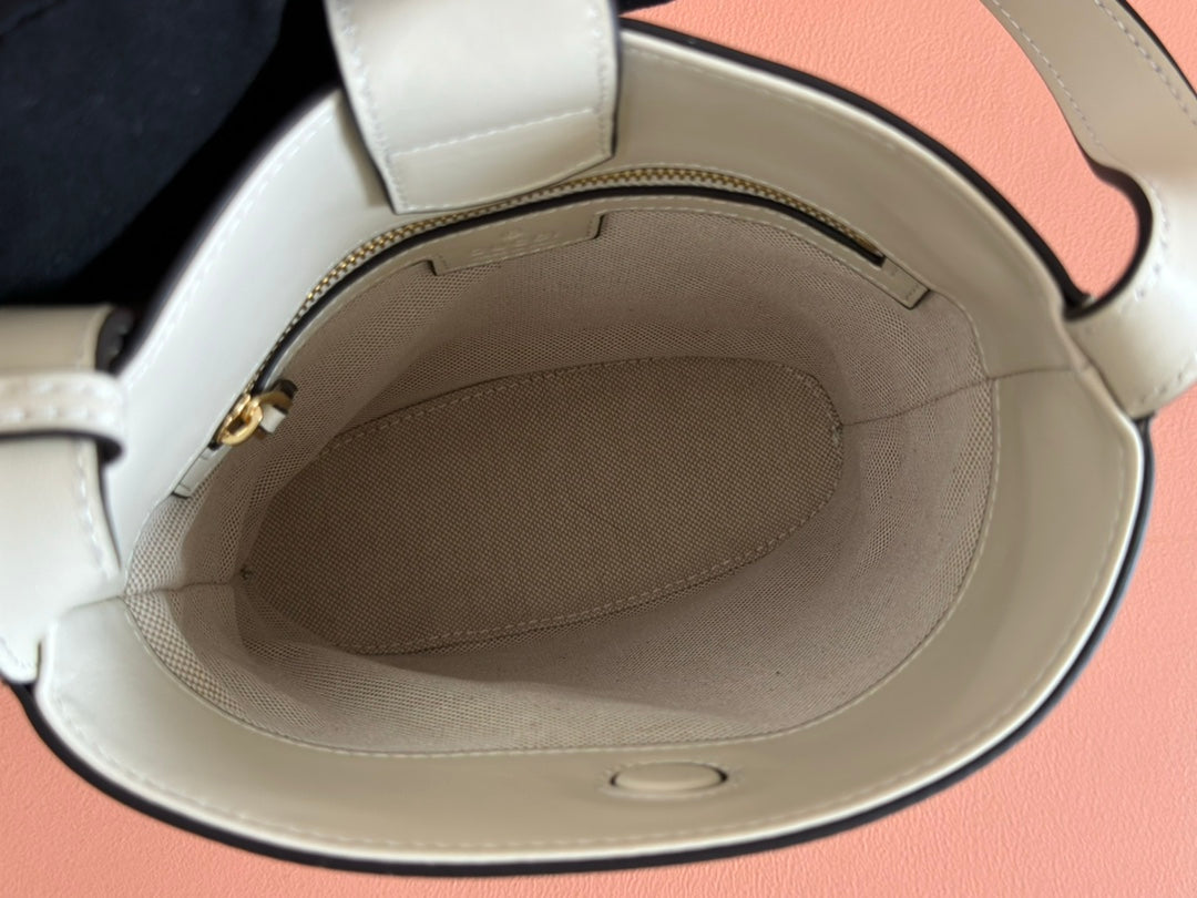 73 SMALL BUCKET BAG 20 IN OFF WHITE SMOOTH CALFSKIN