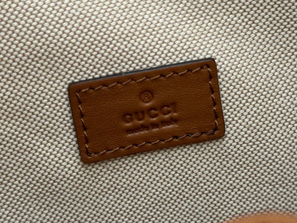 B MEDIUM SHOULDER BAG 42 IN BEIGE AND DARK BROWN GG CANVAS