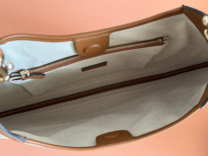 B MEDIUM SHOULDER BAG 42 IN BEIGE AND DARK BROWN GG CANVAS