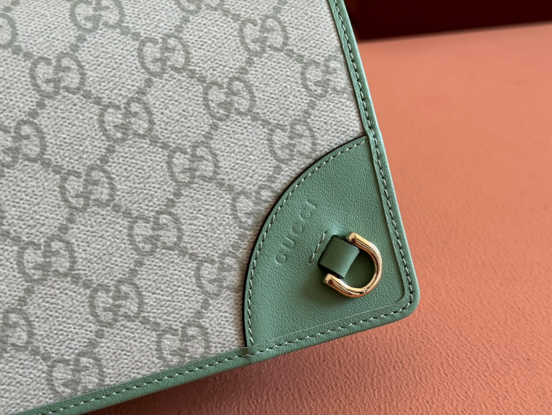 EMBLEM WALLET GG MONOGRAM 20 IN SAGE GREEN SMOOTH CALFSKIN