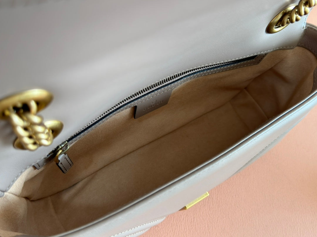 GG MARMONT MATELASSÉ LARGE 26 BAG BEIGE CALFSKIN