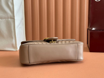 GG MARMONT MATELASSÉ LARGE 26 BAG BEIGE CALFSKIN