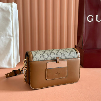 GO SMALL SHOULDER BAG 21.5 IN DARK GREY BROWN CALFSKIN