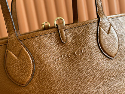 MEDIUM TOTISSIMA REVERSIBLE TOTE BAG 30 IN BROWN CALFSKIN BEIGE AND BROWN GG CANVAS ON SIDE