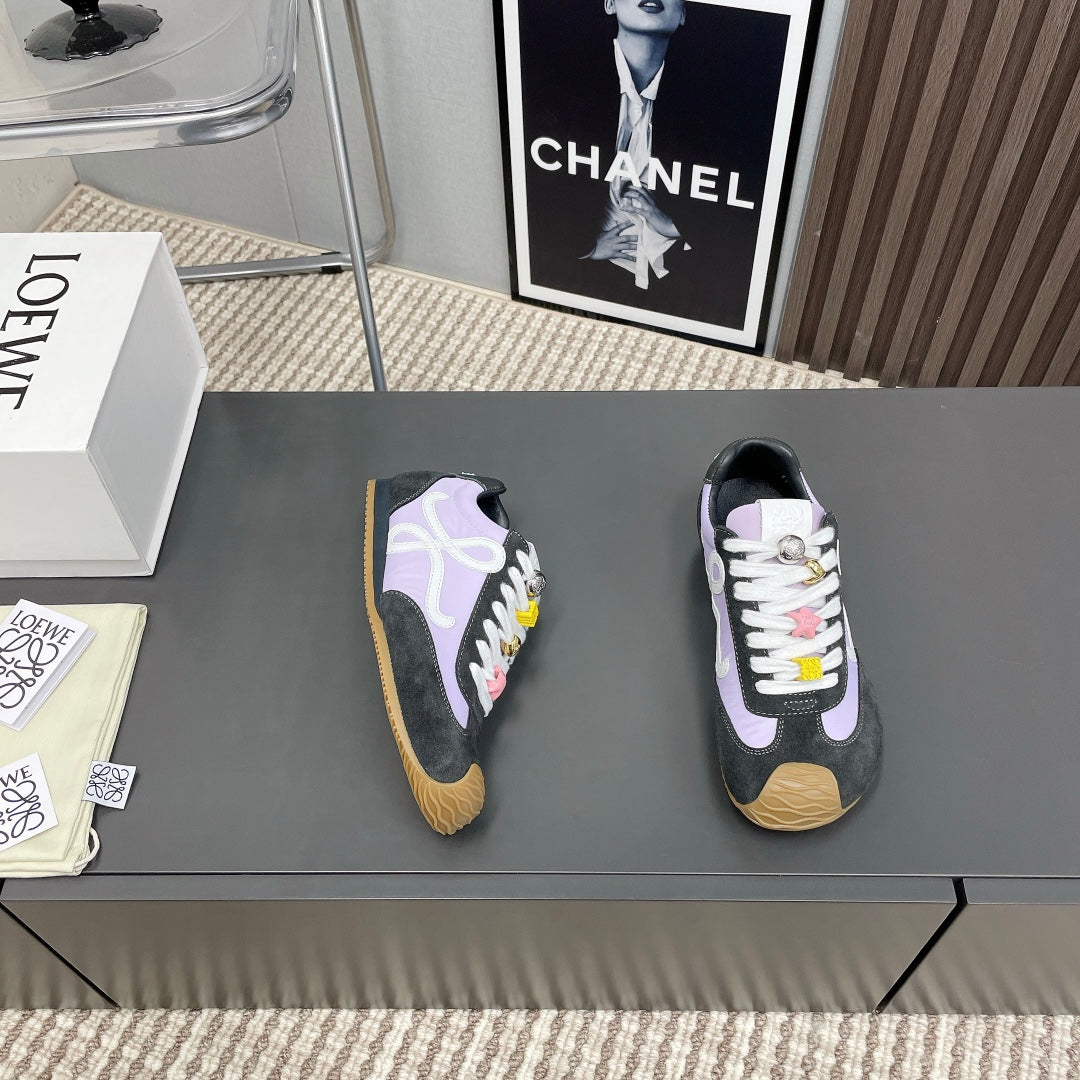 BALLET RUNNER 2.0 IN PURPLE PASTEL MIX BLACK SUEDE AND LYCRA FABRIC