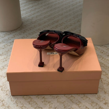 Ruby High - Heels With Black Bow Calfskin