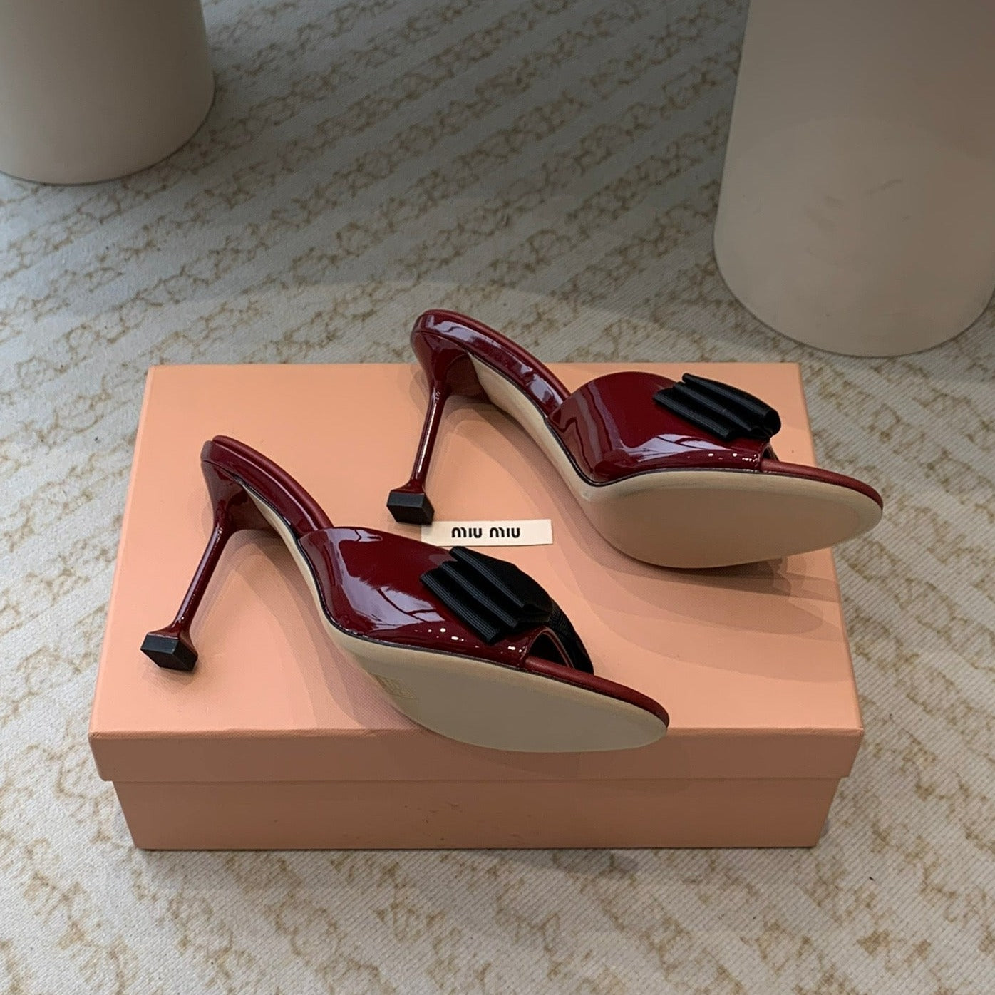 Ruby High - Heels With Black Bow Calfskin