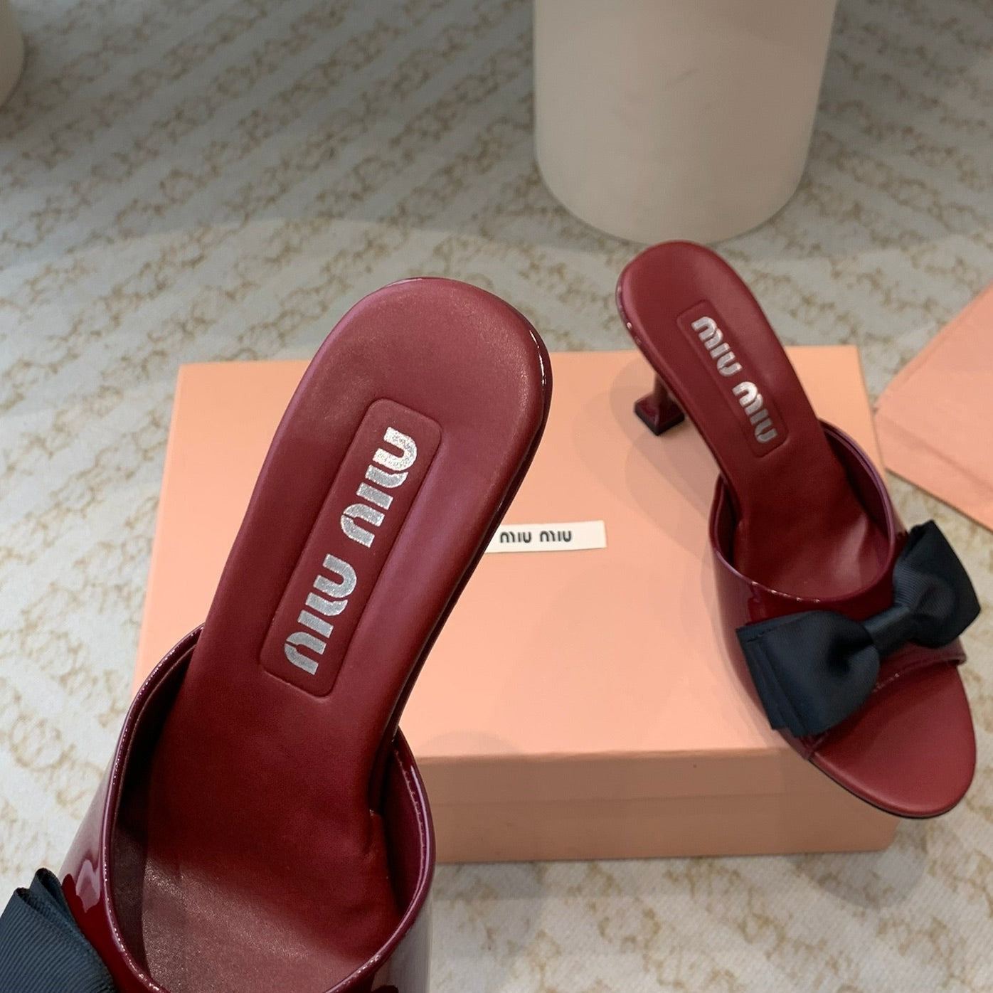 Ruby High - Heels With Black Bow Calfskin