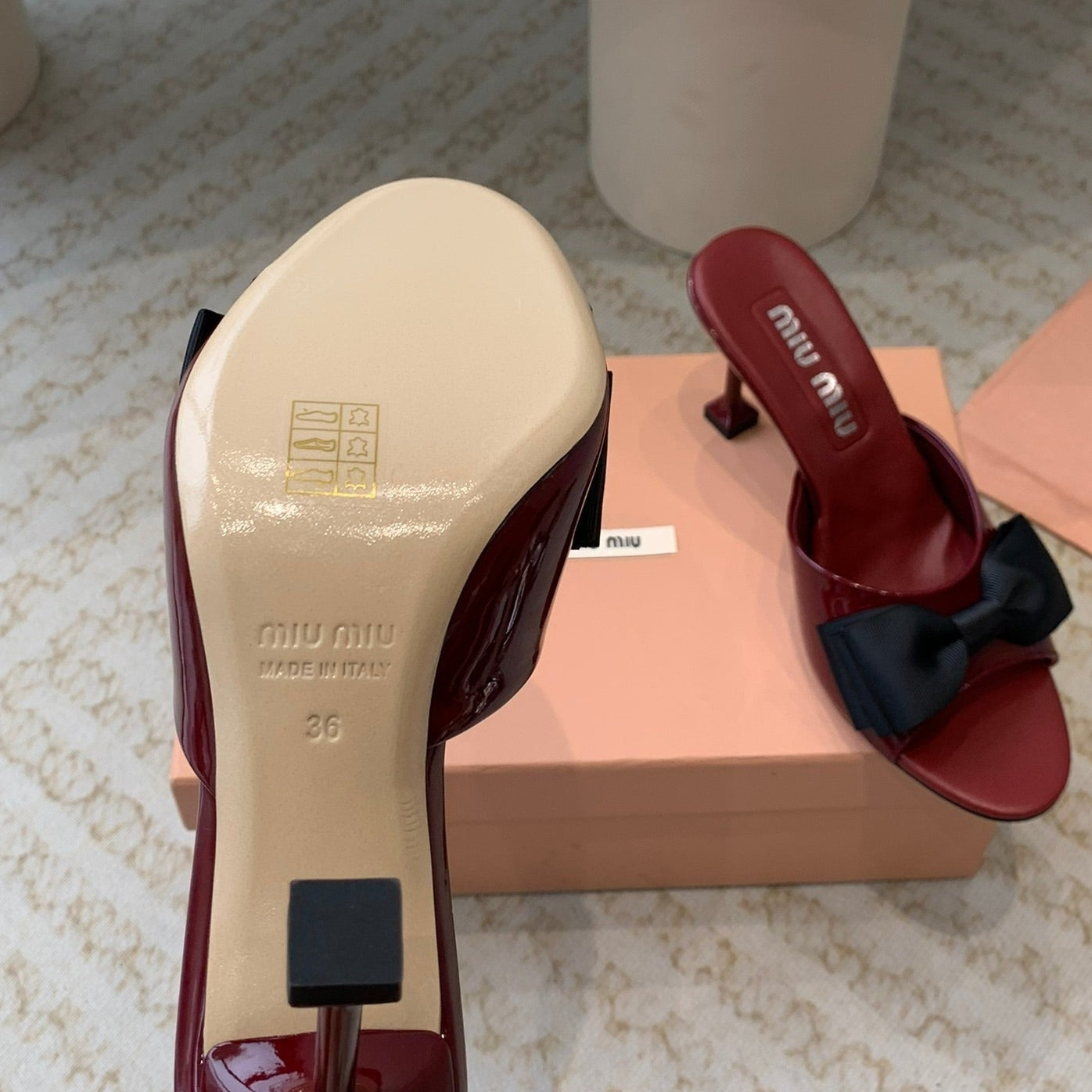 Ruby High - Heels With Black Bow Calfskin