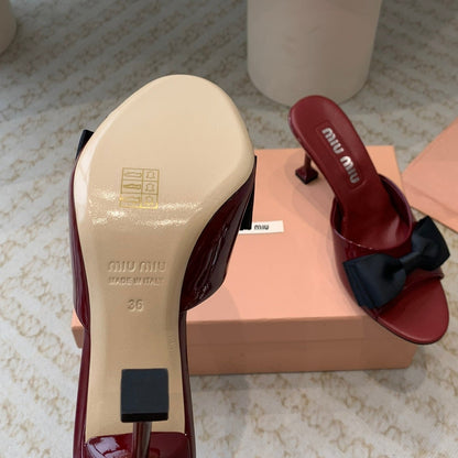 Ruby High - Heels With Black Bow Calfskin