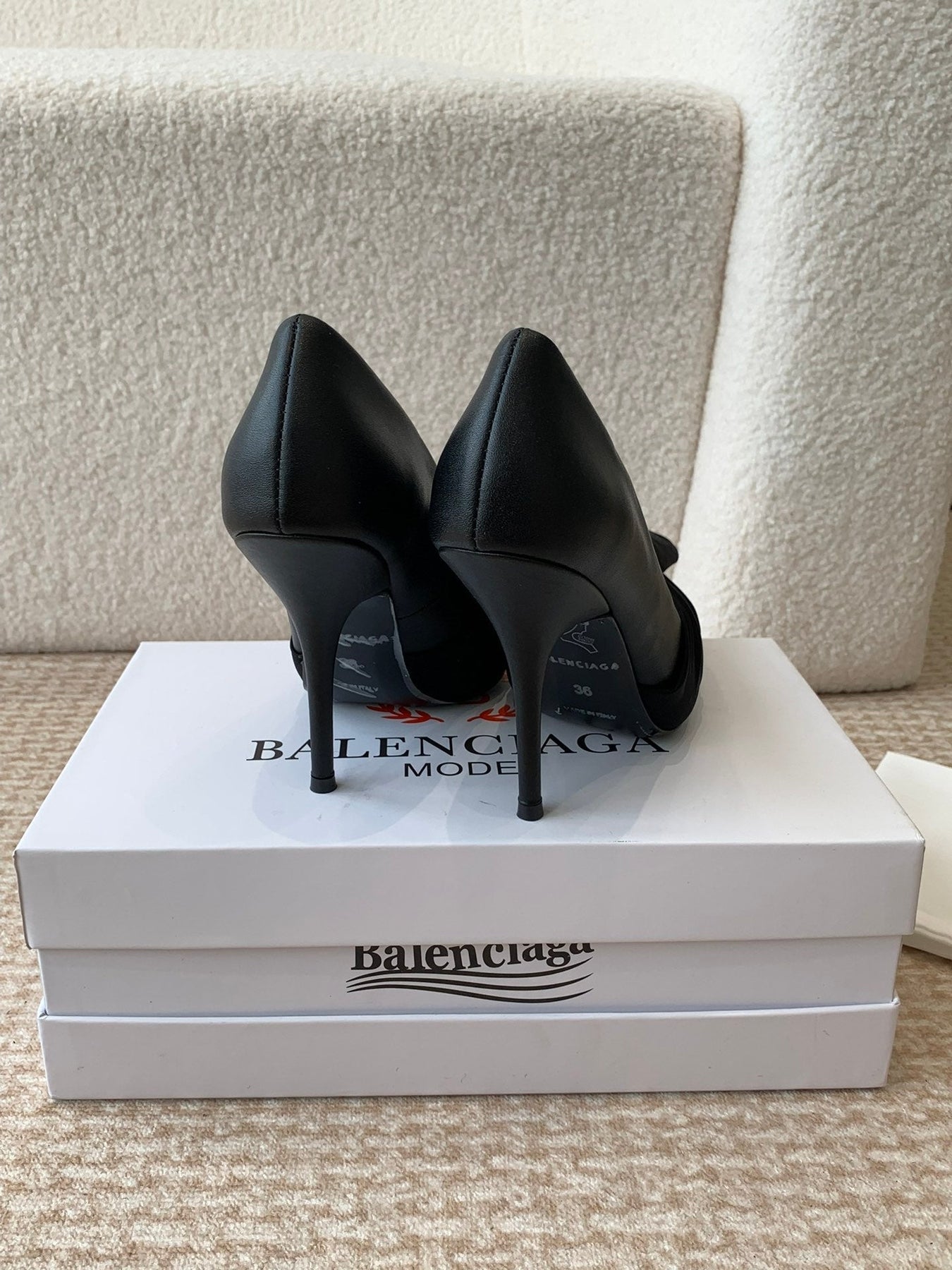 KNIFE CHEMISE HIGH PUMPS IN BLACK COTTON AND CALFSKIN