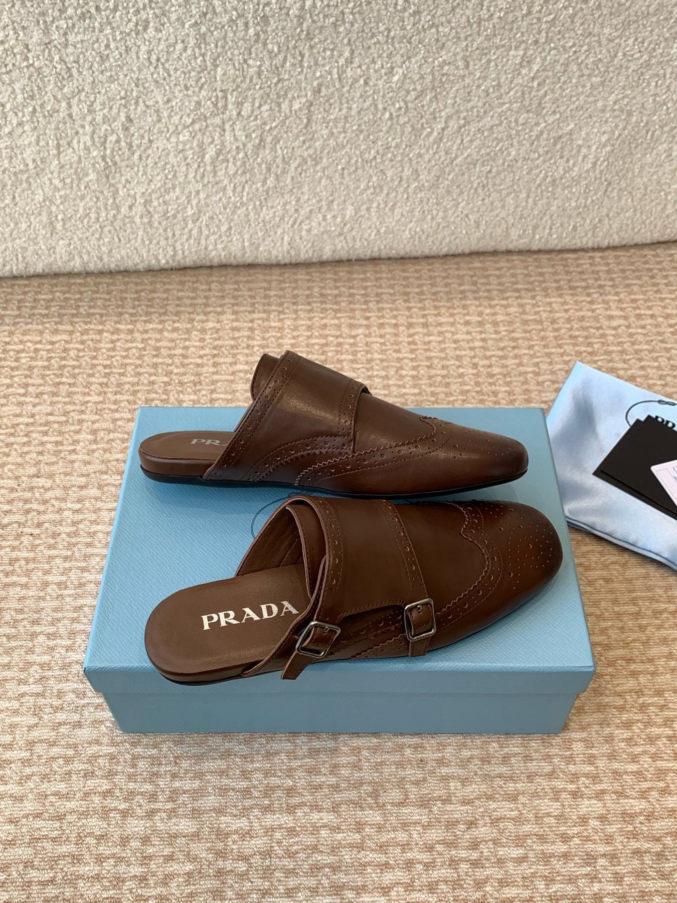 DOUBLE MONK MULES IN DARK BROWN CALFSKIN