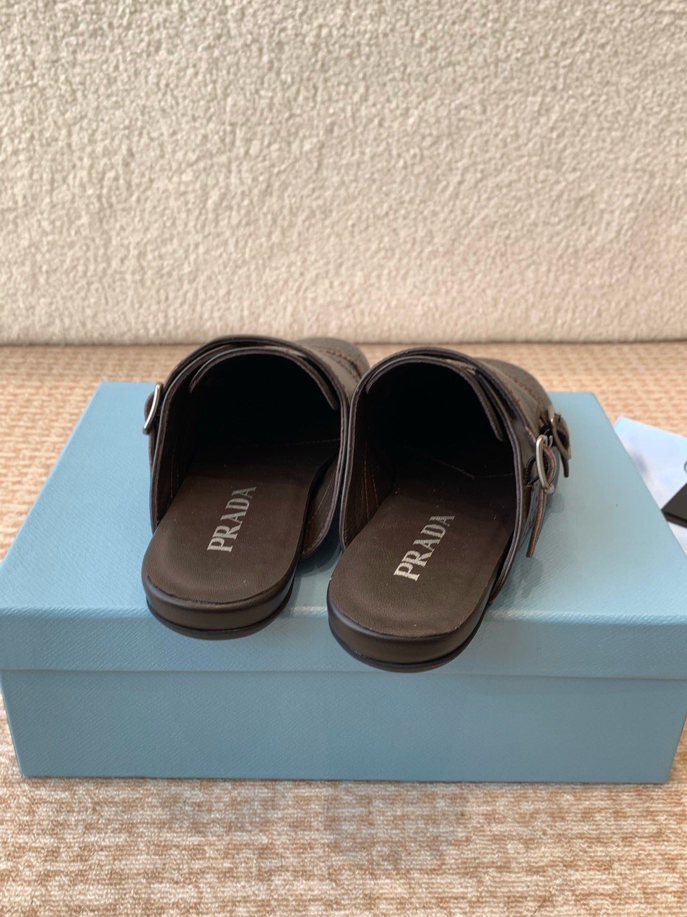 DOUBLE MONK MULES IN WALNUT BROWN CALFSKIN