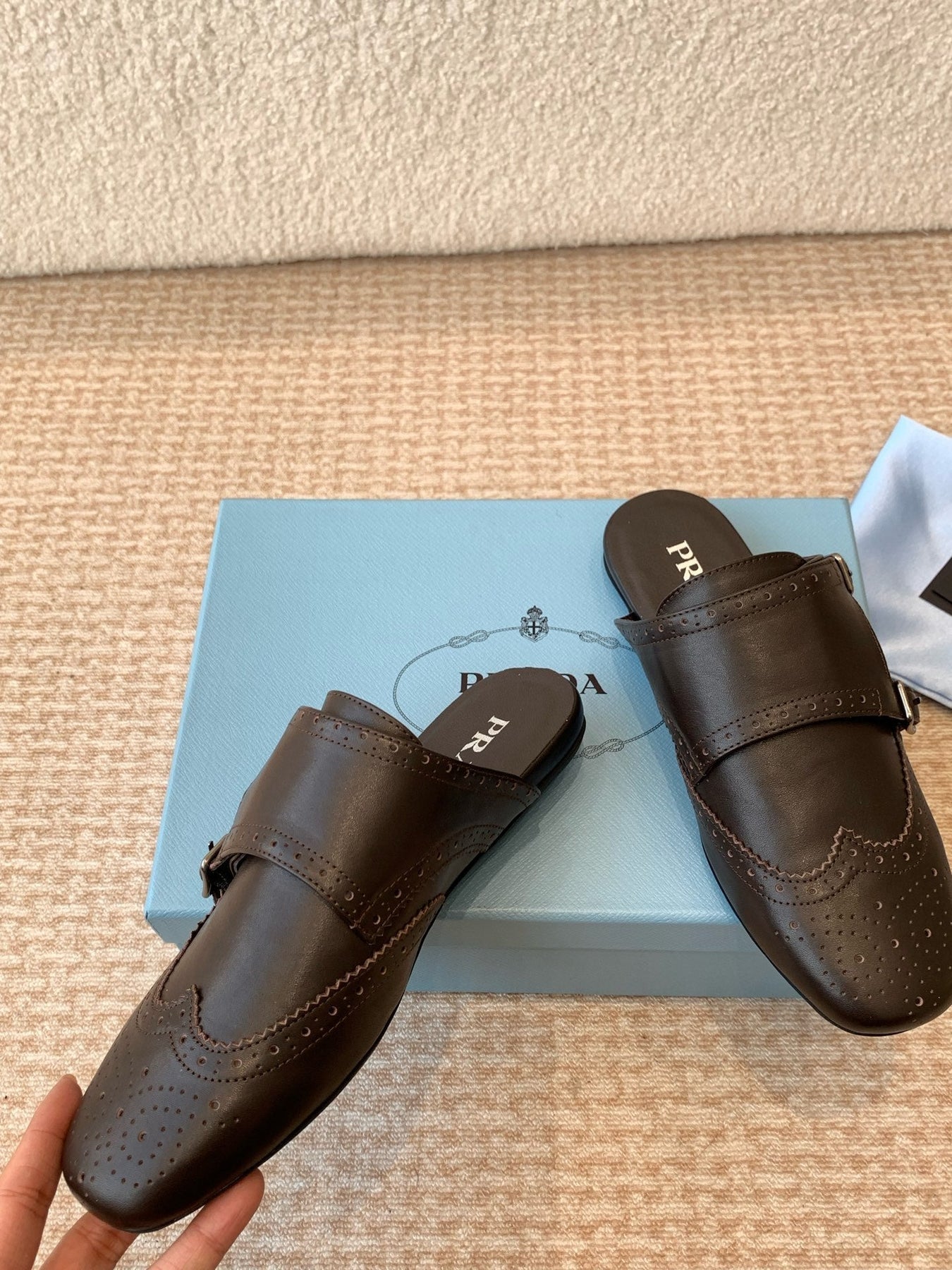 DOUBLE MONK MULES IN WALNUT BROWN CALFSKIN