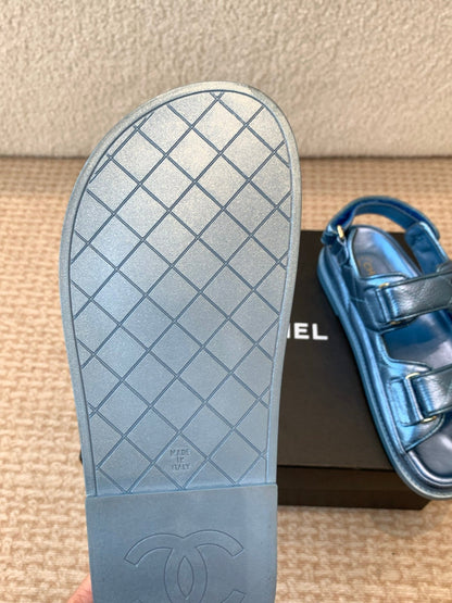 DAD SANDAL IN TEAL BLUE SHEEPSKIN