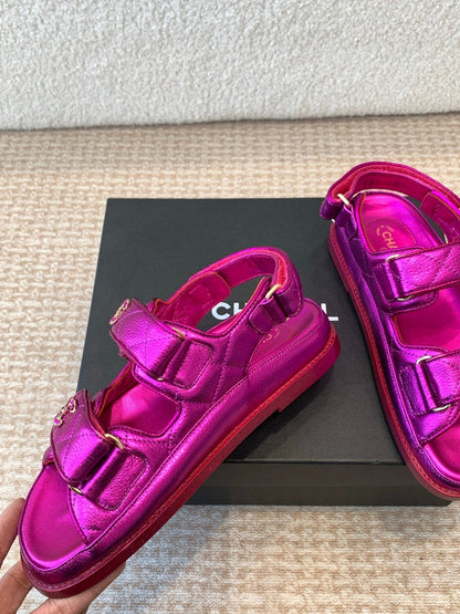 DAD SANDAL IN MAGENTA PURPLE SHEEPSKIN