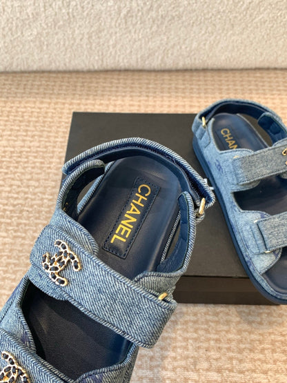 DAD SANDAL IN CLASSIC BLUE DENIM FABRIC