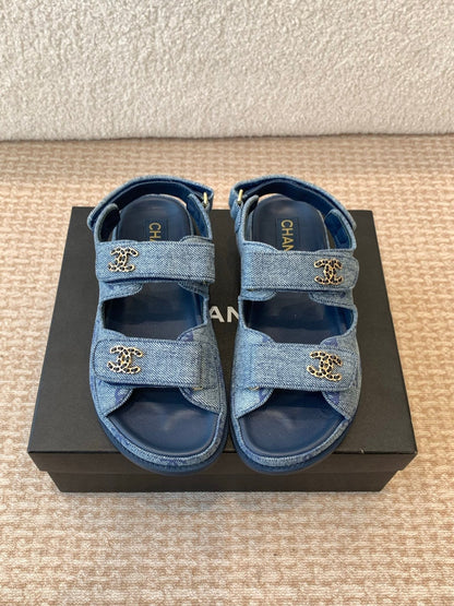 DAD SANDAL IN CLASSIC BLUE DENIM FABRIC
