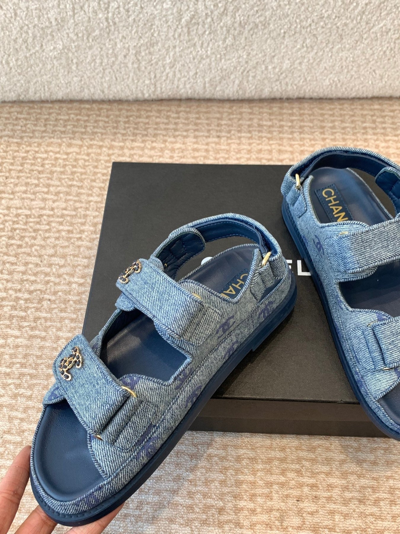 DAD SANDAL IN CLASSIC BLUE DENIM FABRIC