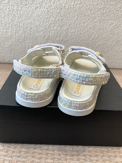 DAD SANDAL IN WHITE MIX COLORFUL FABRIC